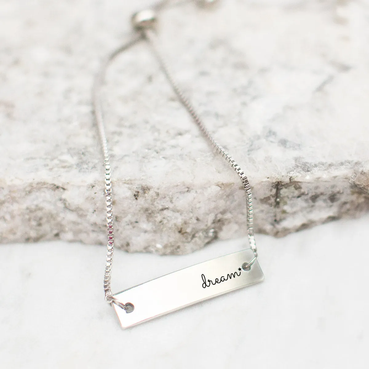 Silver DREAM Adjustable Bar Bracelet
