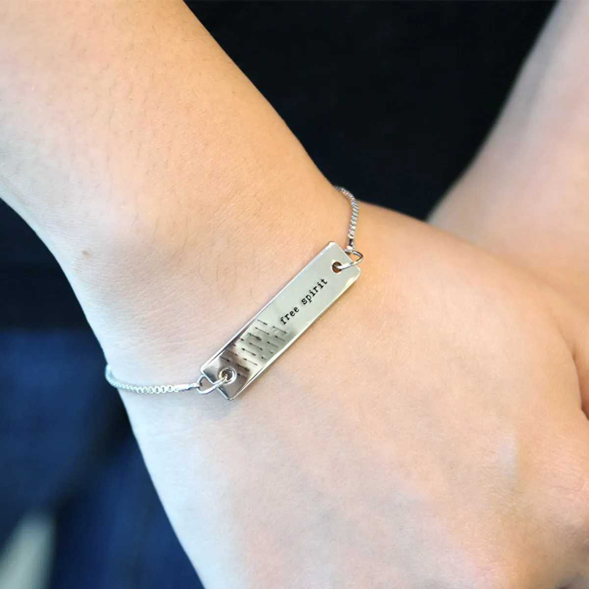 Silver Free Spirit Adjustable Bar Bracelet