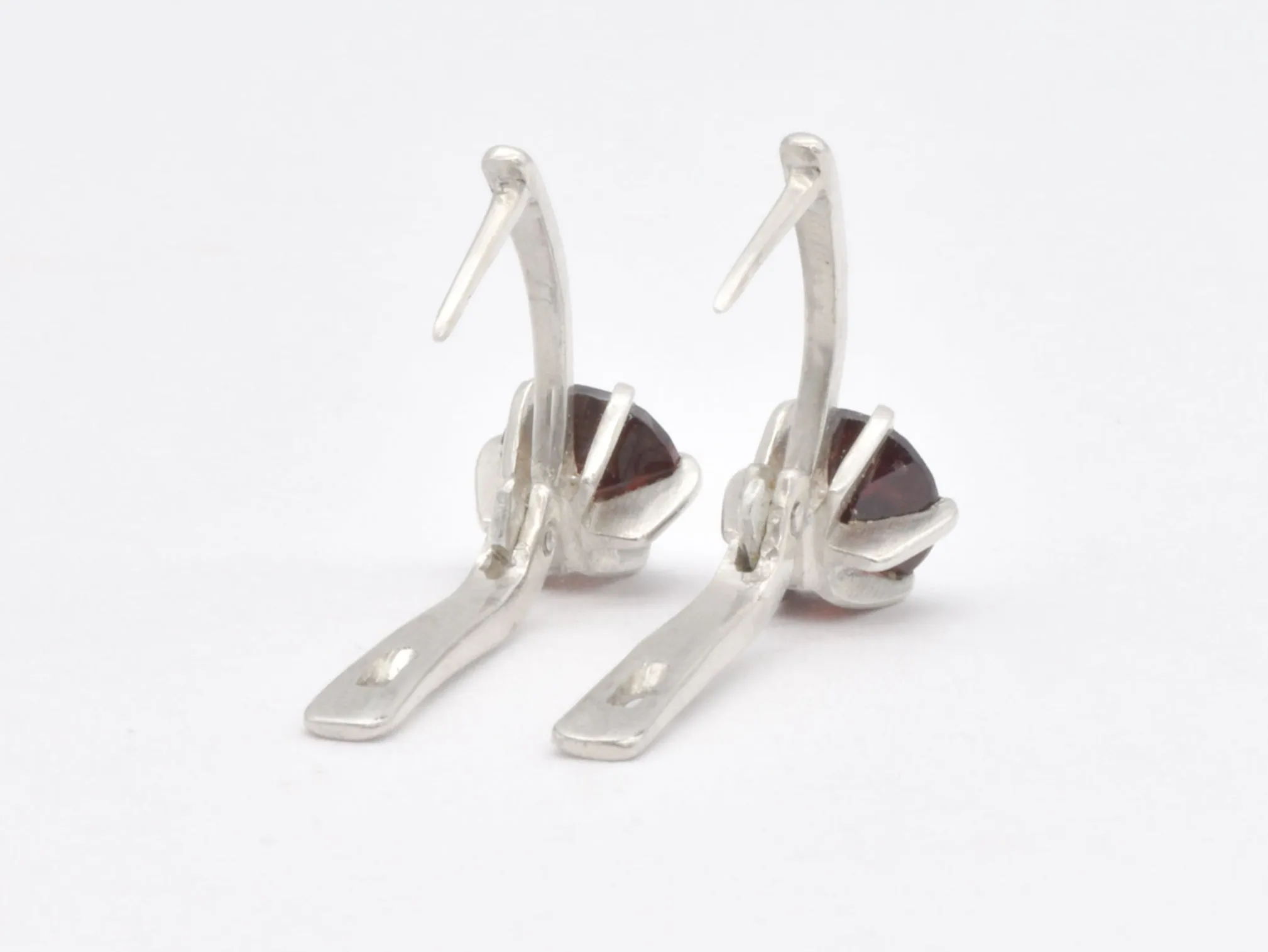 Silver Garnet Earrings - Natural Garnet Earrings - Red Drop Earrings