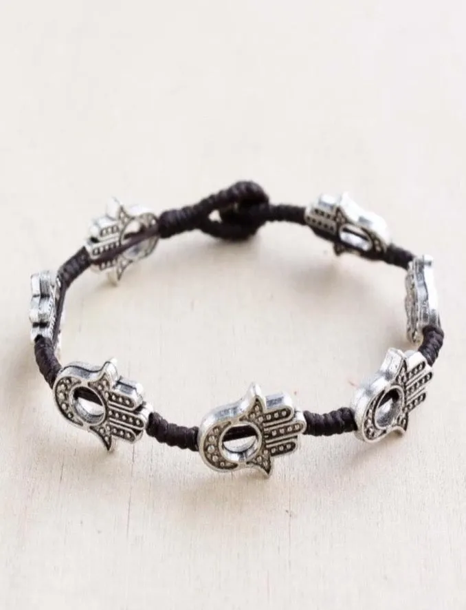 Silver Hamsa Alloy Bracelet