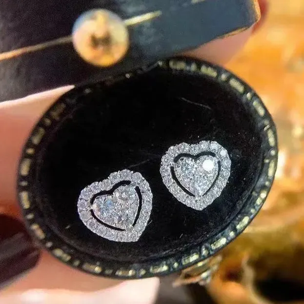 Silver Heart Earrings | Cubic Zirconia Earrings