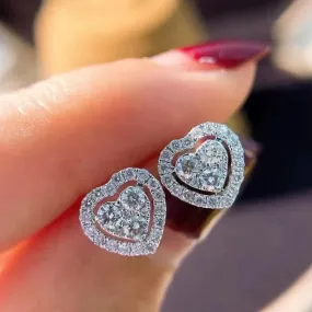 Silver Heart Earrings | Cubic Zirconia Earrings