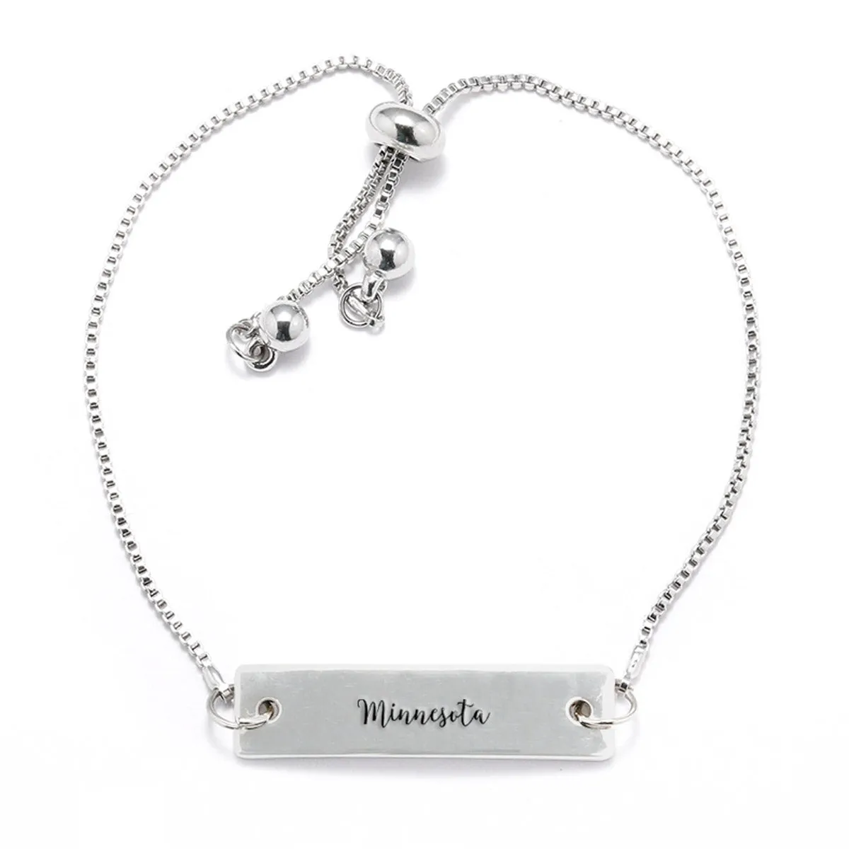 Silver Minnesota Adjustable Bar Bracelet