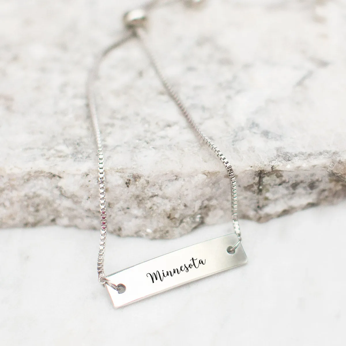 Silver Minnesota Adjustable Bar Bracelet