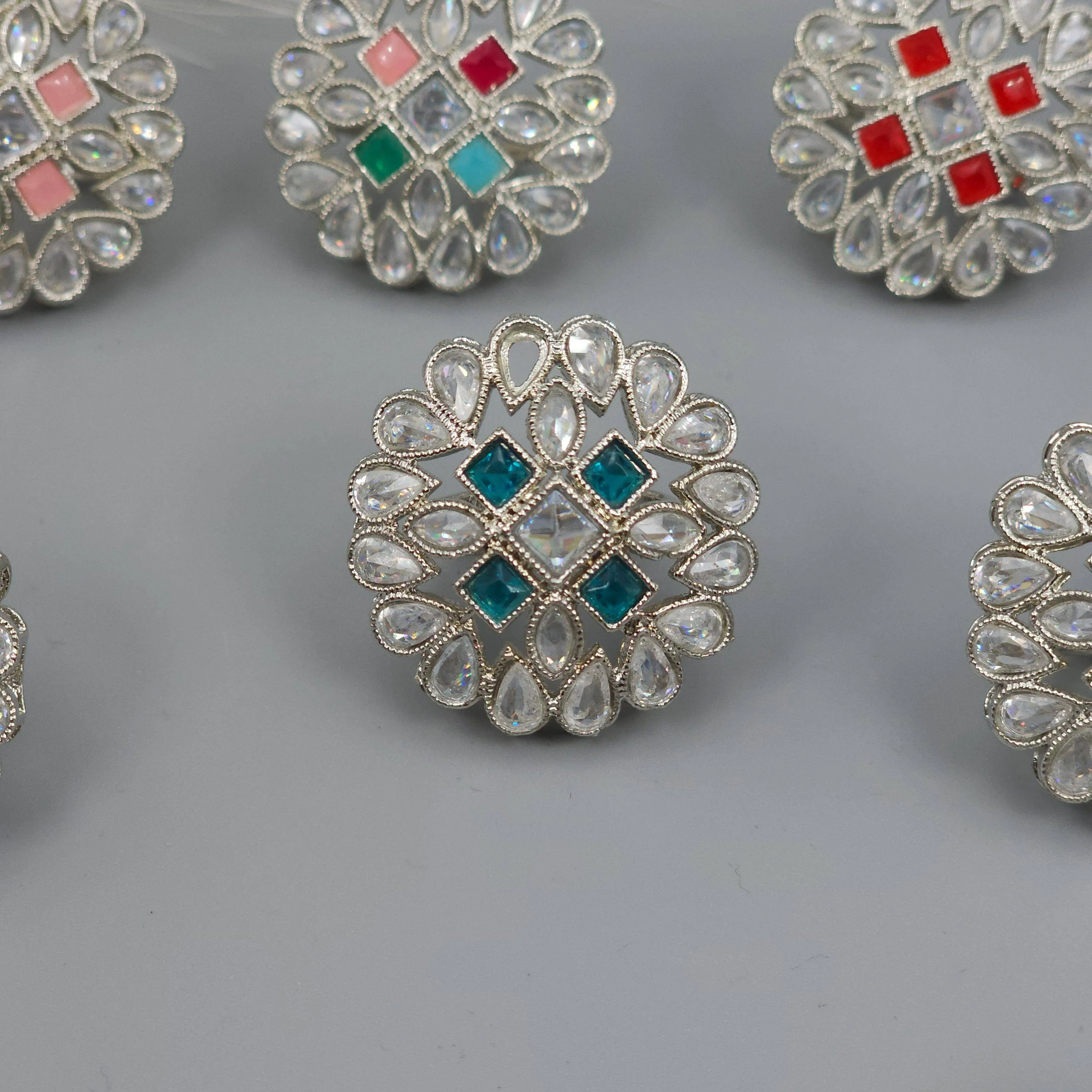 Silver Polki Mandala Statement Ring