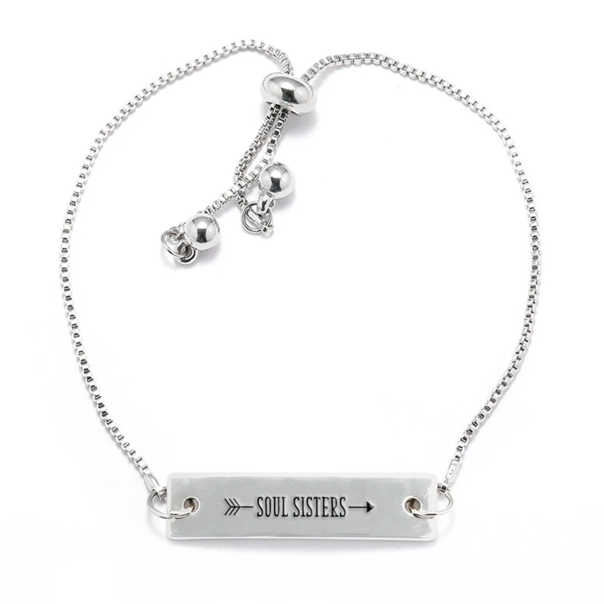 Silver Soul Sisters Adjustable Bar Bracelet
