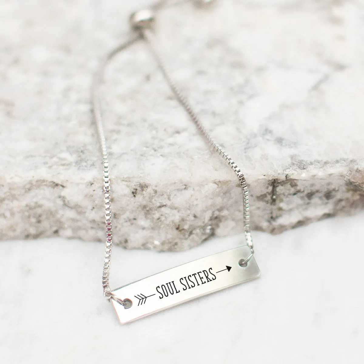 Silver Soul Sisters Adjustable Bar Bracelet