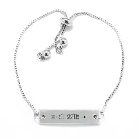 Silver Soul Sisters Adjustable Bar Bracelet