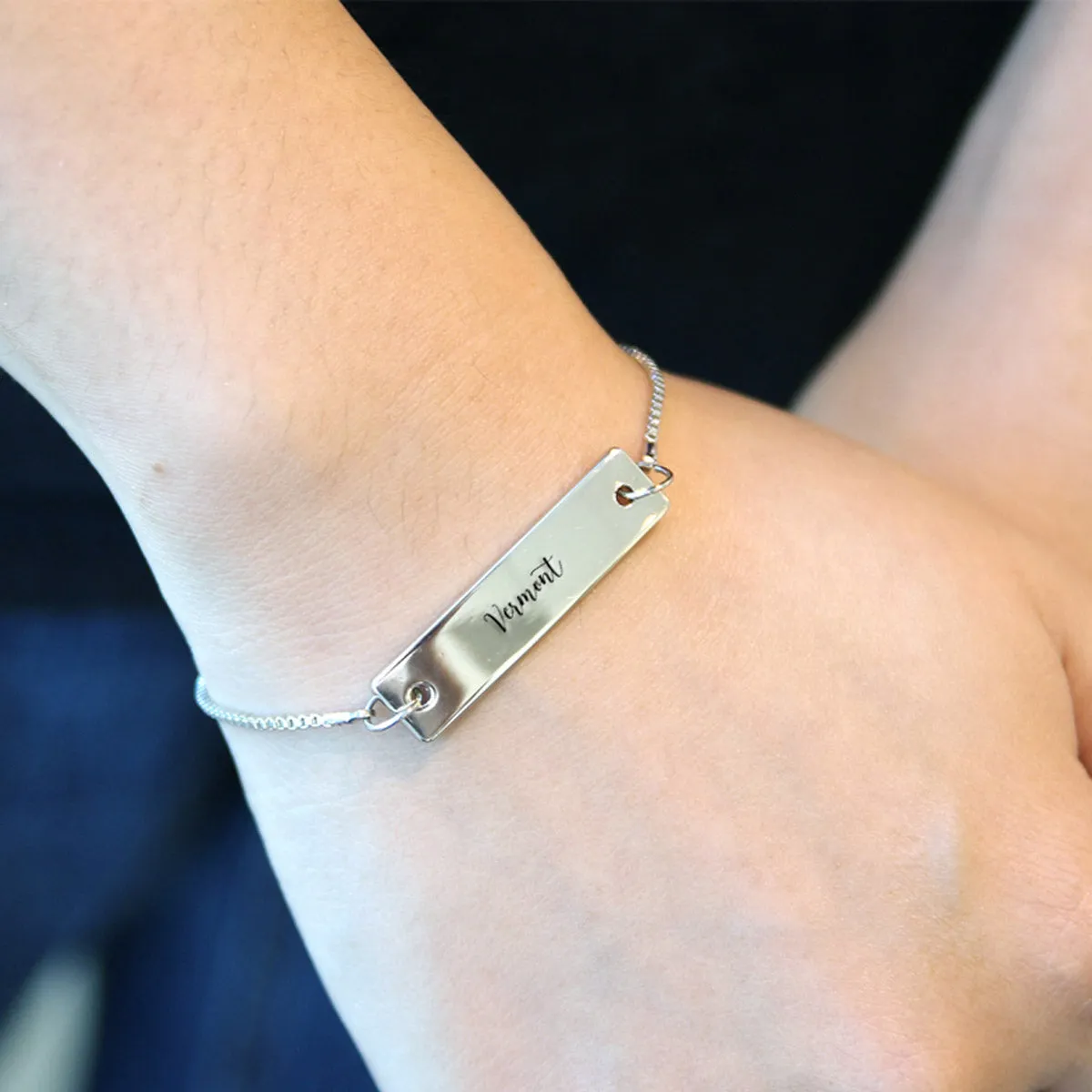 Silver Vermont Adjustable Bar Bracelet