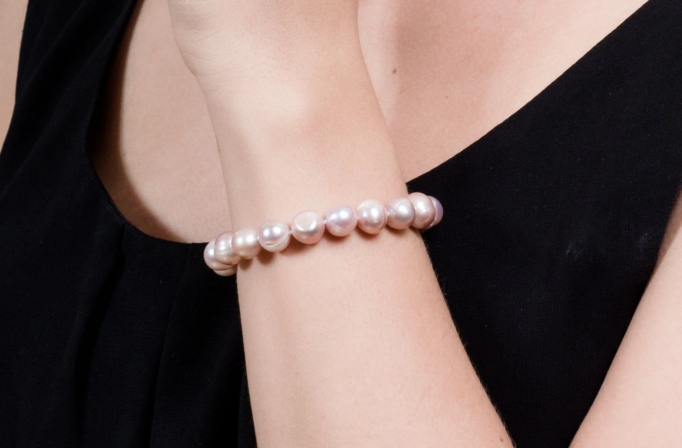 Single Strand Purple Freshwater Pearl Bracelet 9-10mm