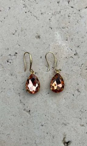 Single Tear Drop Earrings - Amber