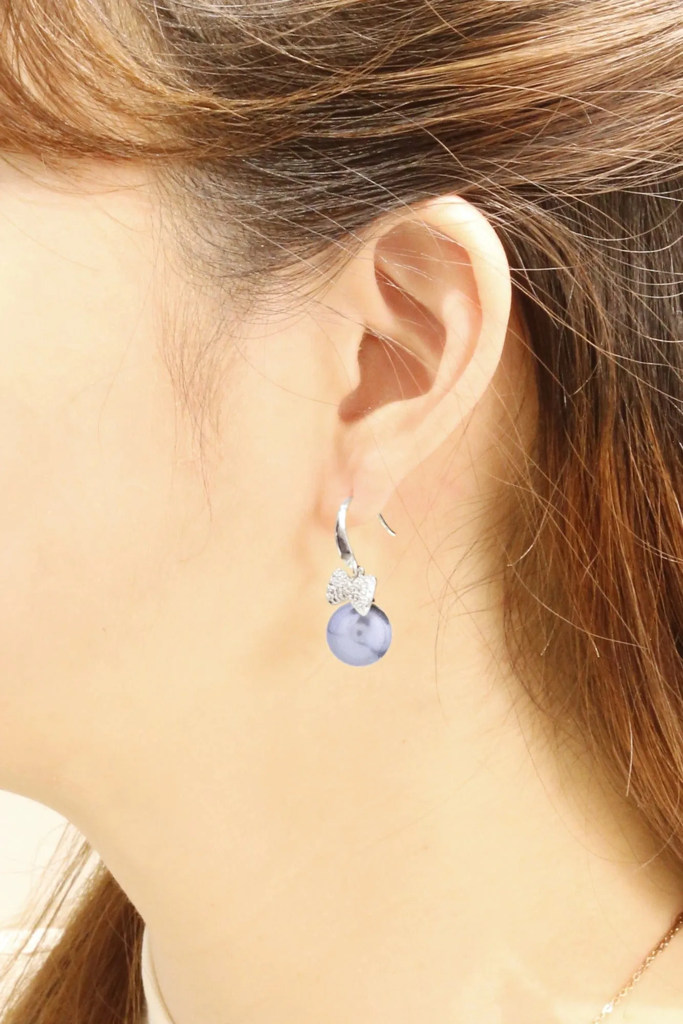 SJE310954 14K Bow Pearl Drop Post Earrings