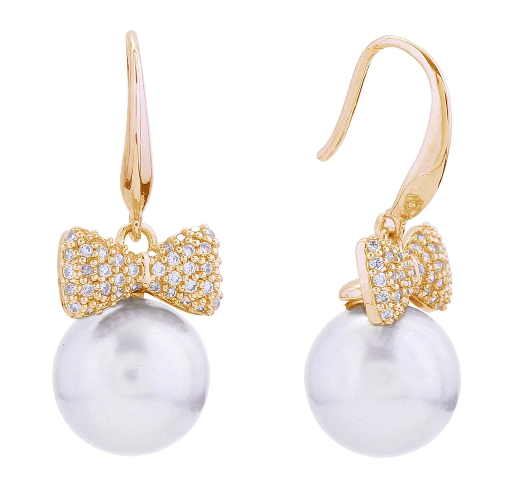 SJE310954 14K Bow Pearl Drop Post Earrings