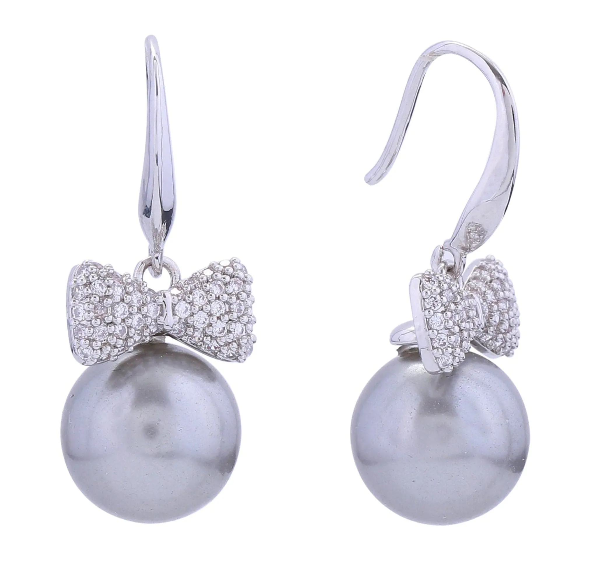 SJE310954 14K Bow Pearl Drop Post Earrings