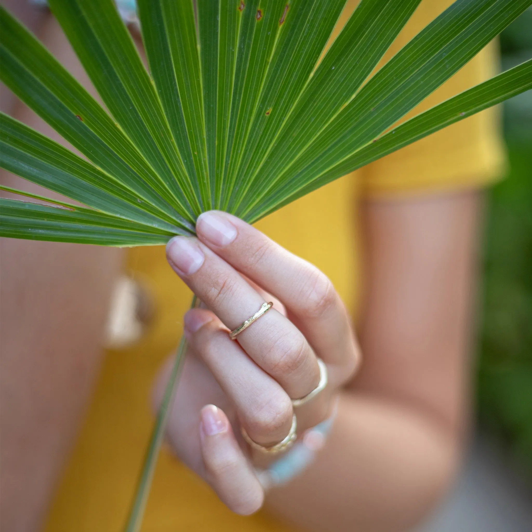 Skinny Olive Branch Ring | Solid 14k Gold