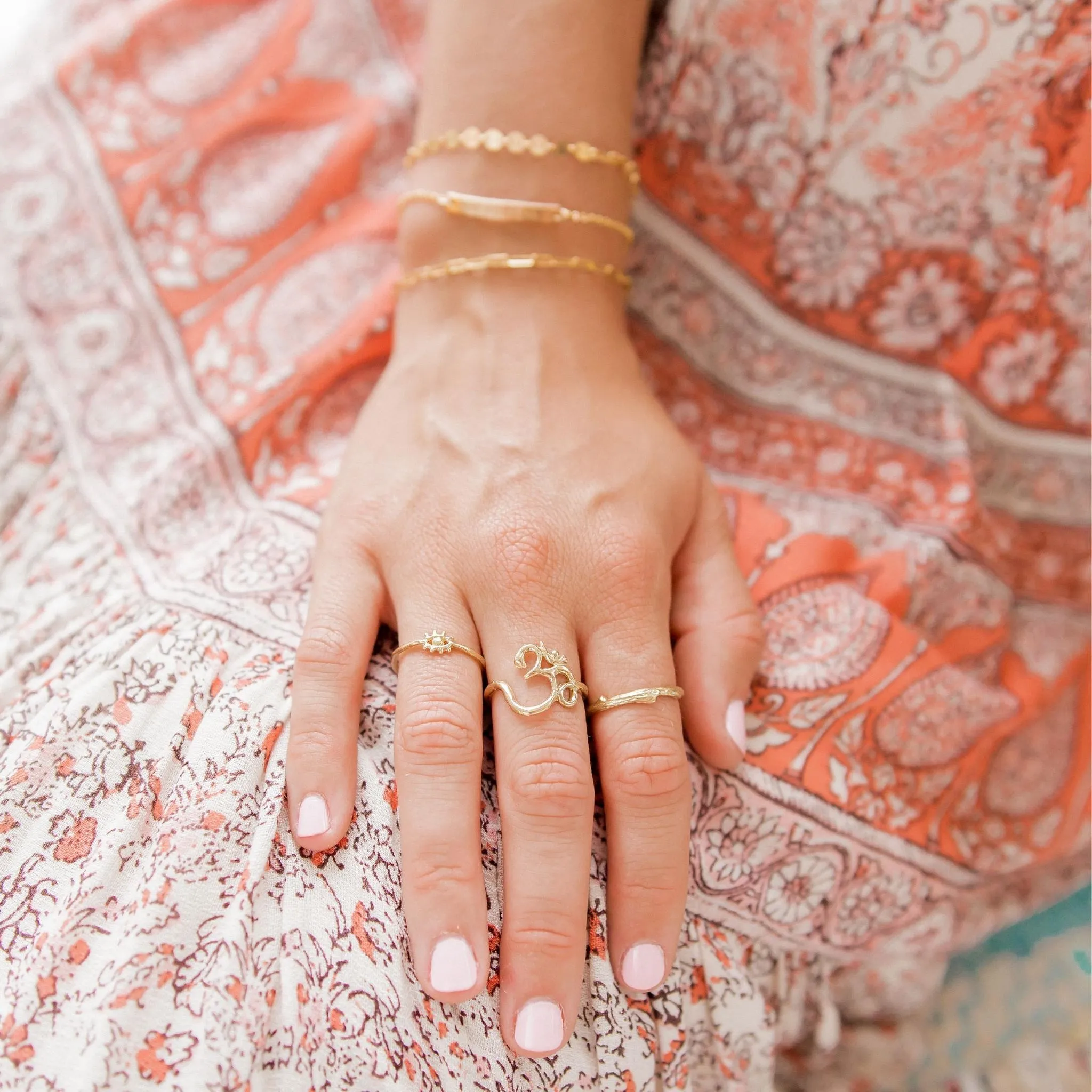 Skinny Olive Branch Ring | Solid 14k Gold