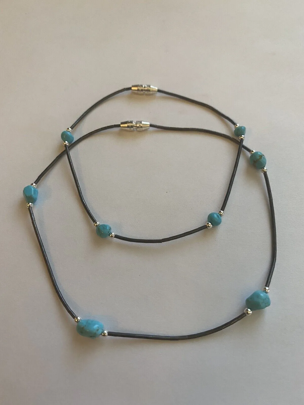 Sleeping Beauty Turquoise & Sterling Silver Anklet/Bracelet