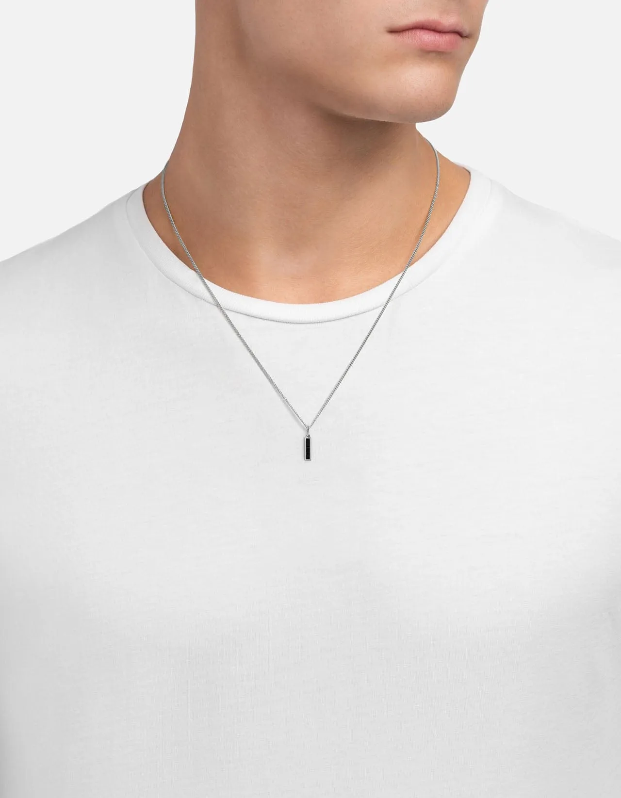 Slim Totem Onyx Necklace, Sterling Silver