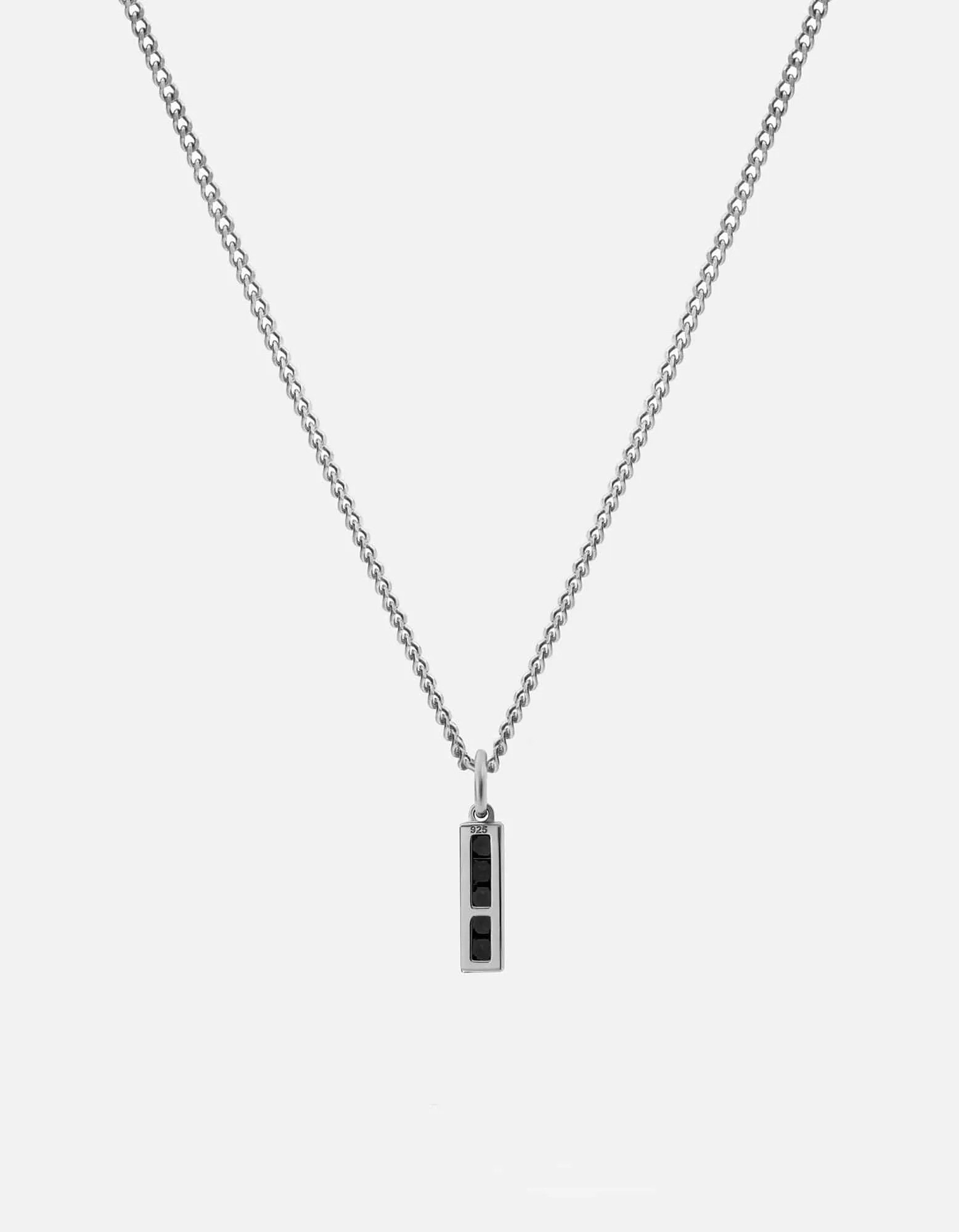 Slim Totem Onyx Necklace, Sterling Silver