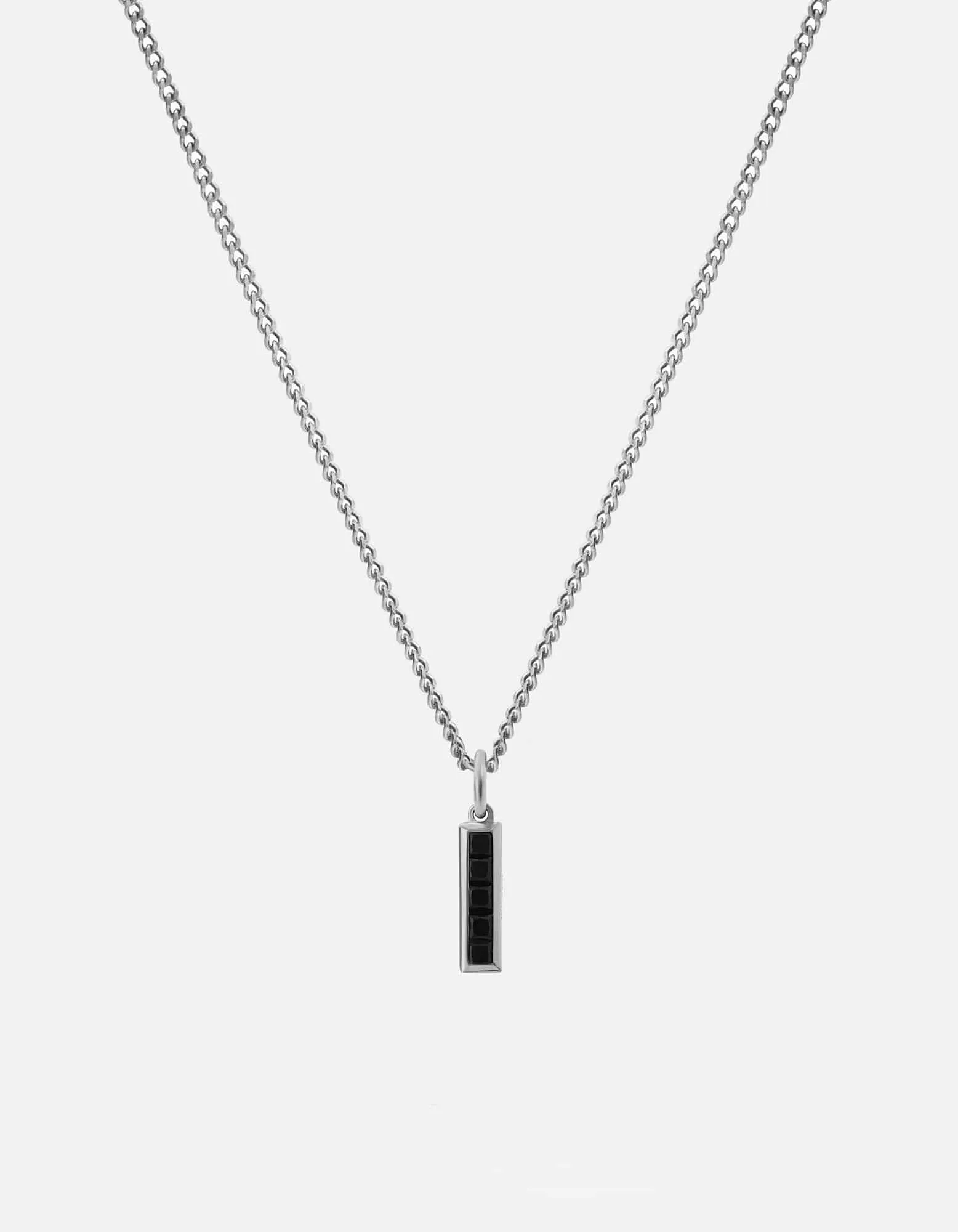 Slim Totem Onyx Necklace, Sterling Silver