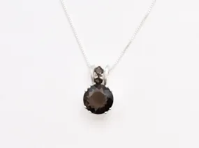 Smoky Topaz Pendant - Classic Round Necklace - Brown Vintage Necklace