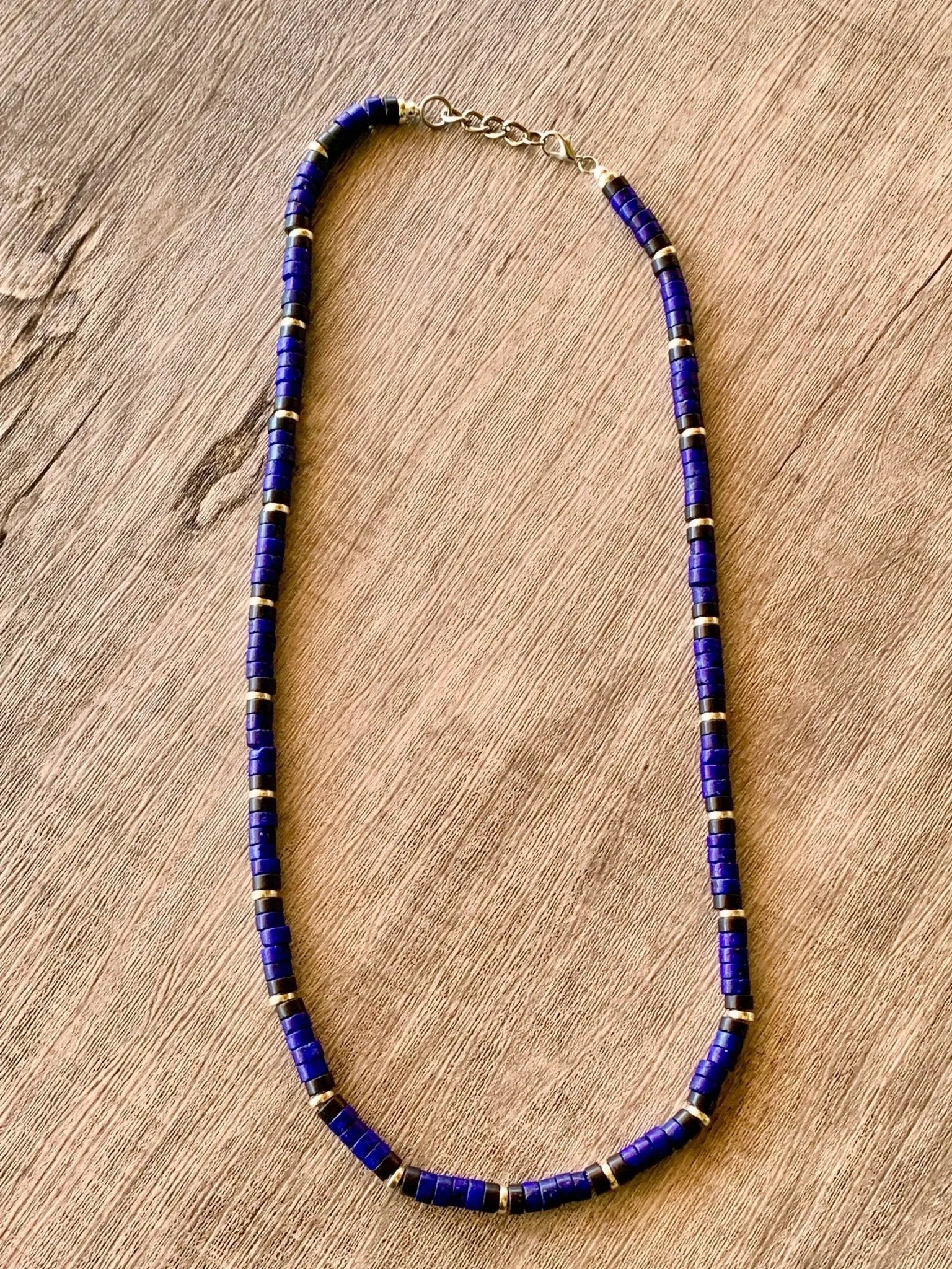 🔴SOLD🔴 William Handmade Custom Lapis Lazuli and Black Onyx 22" Necklace