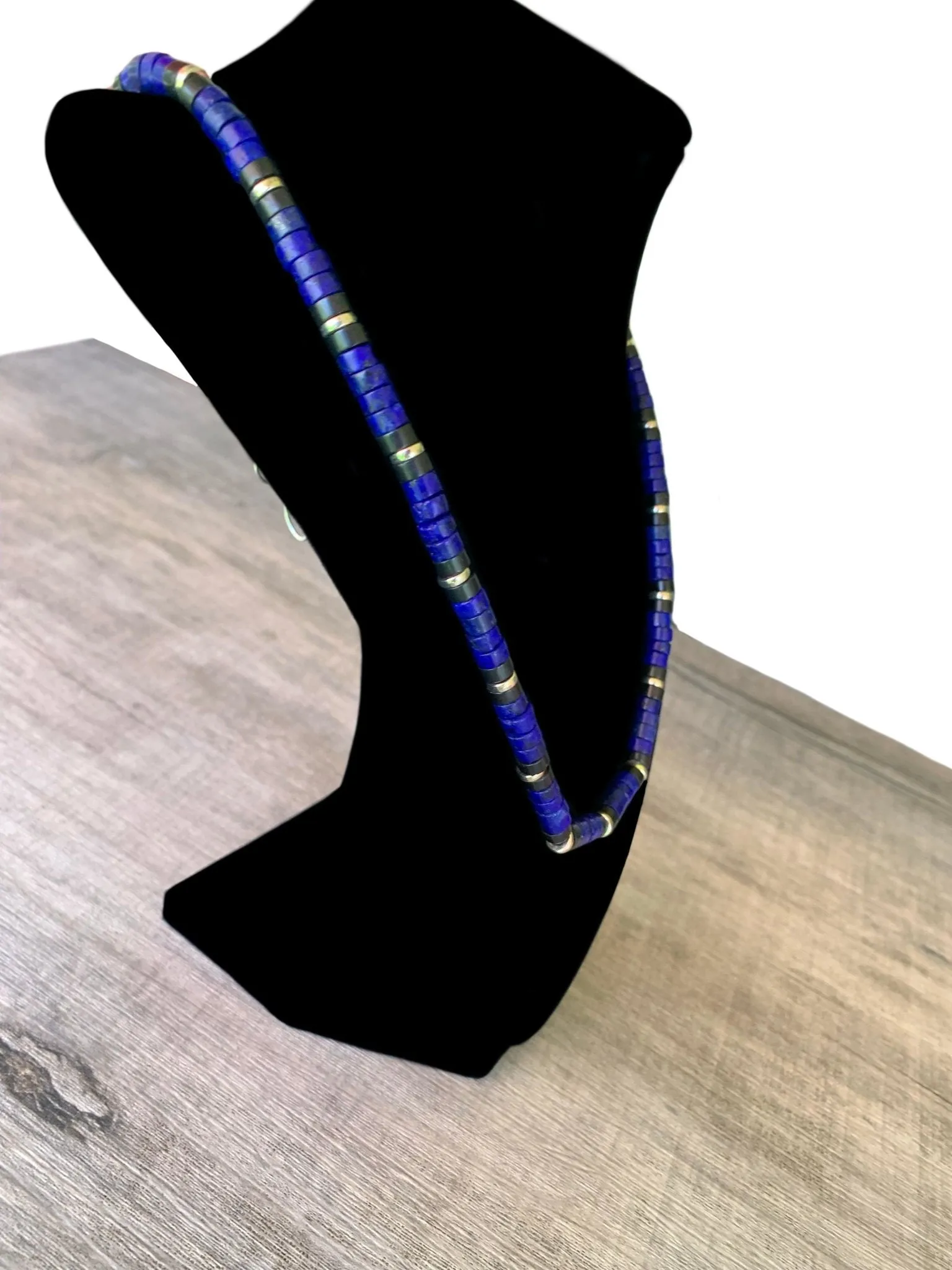🔴SOLD🔴 William Handmade Custom Lapis Lazuli and Black Onyx 22" Necklace