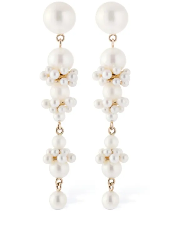 Sophie Bille Brahe   14kt &amp; Pearl Tulip Perle earrings 