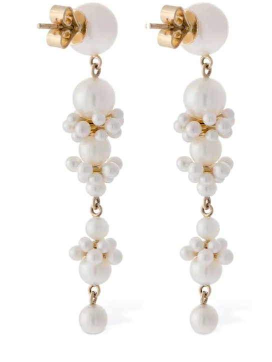 Sophie Bille Brahe   14kt &amp; Pearl Tulip Perle earrings 