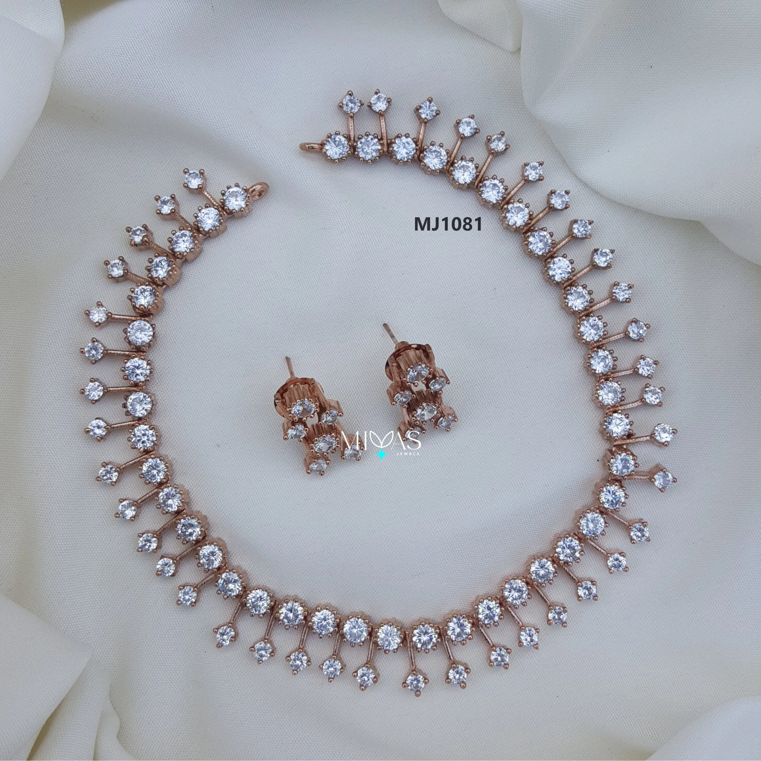 Sparkling Rose Gold AD Stone Necklace