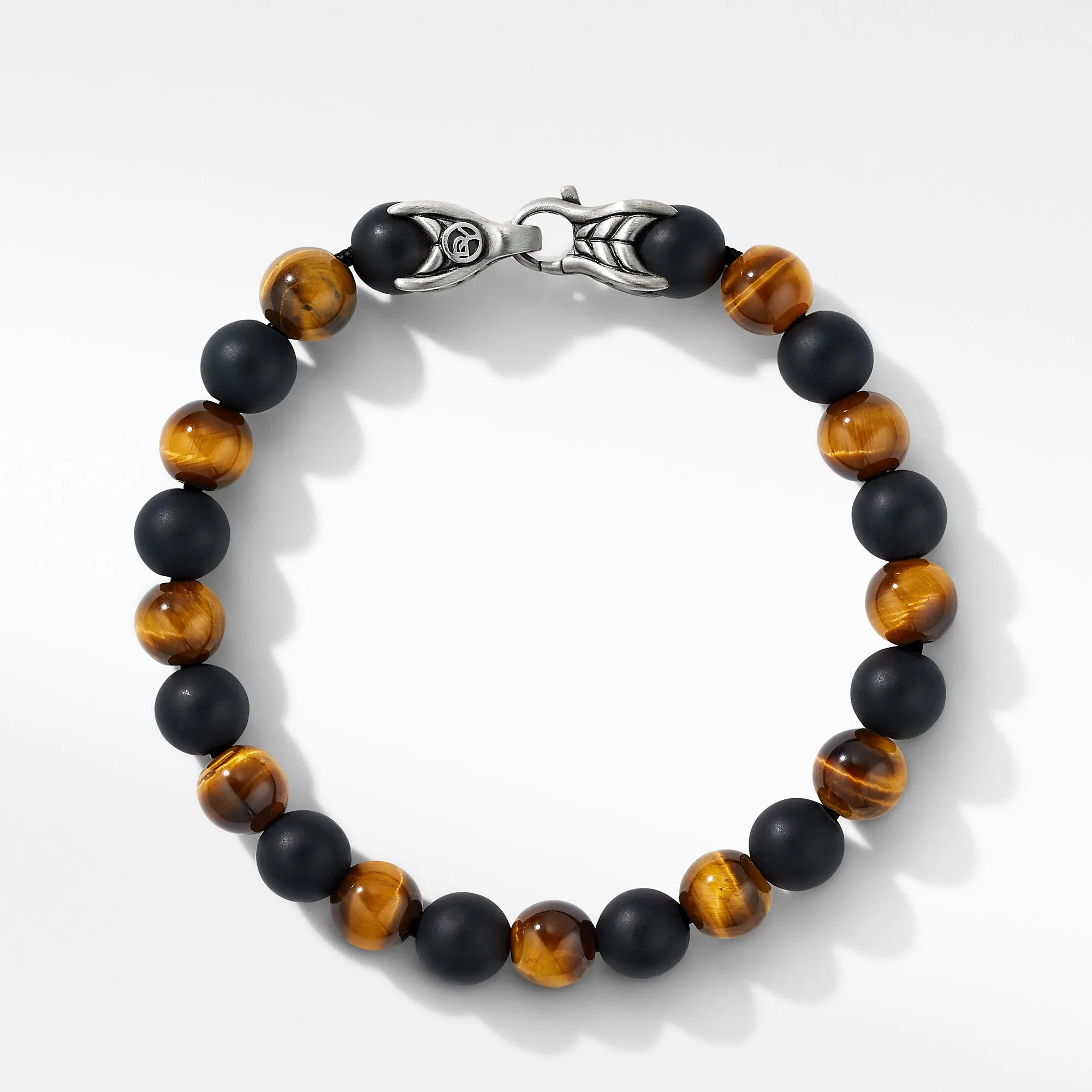 Spiritual Beads Bracelet with Tiger's Eye and Black Onyx, 8.5" Length
