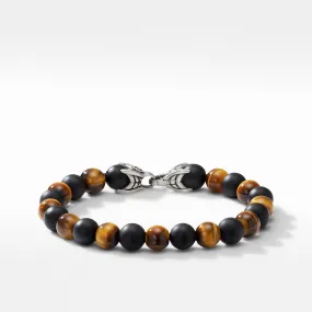 Spiritual Beads Bracelet with Tiger's Eye and Black Onyx, 8.5" Length