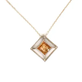 Square Straw Topaz Necklace