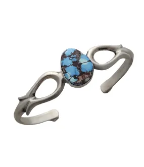 Stamped Sterling Silver Golden Hills Turquoise Stone Bracelet