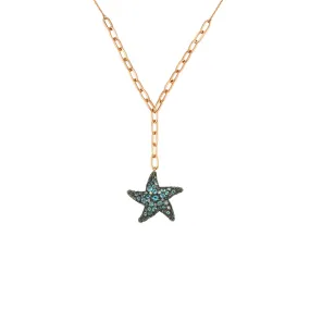 STARFISH GOLD DIAMOND BLUE TOPAZ NECKLACE