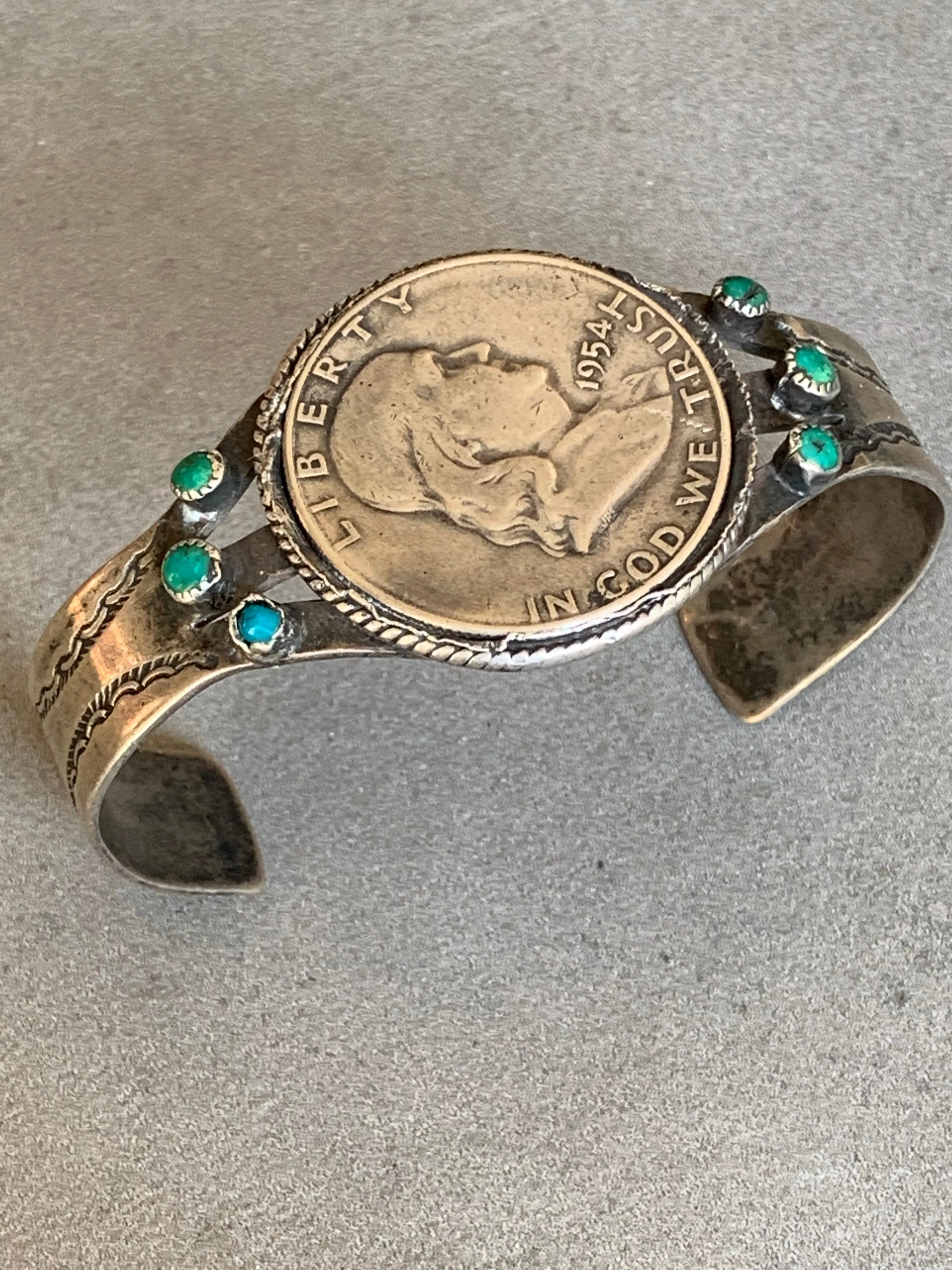 Sterling Bracelet with Franklin Coin Turquoise
