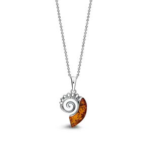Sterling Silver Amber Small Ammonite Pendant