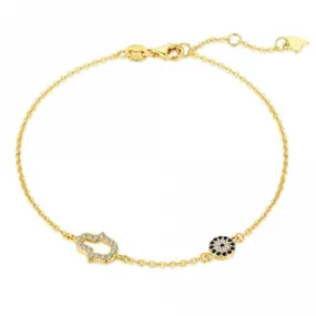 Sterling Silver Gold Plated Hand Of Fatima Bracelet ERLB048