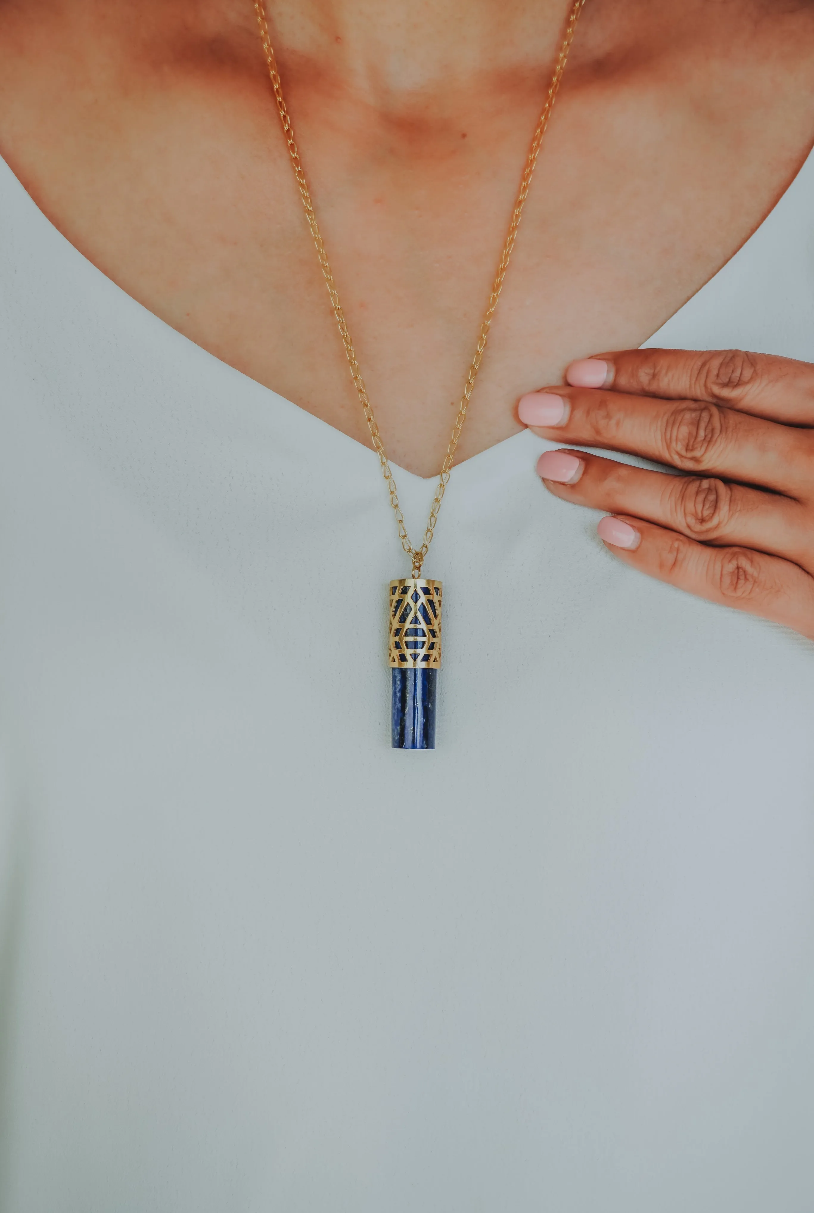 Sterling Silver Jewellery Shaba Vertical Handmade Pendant