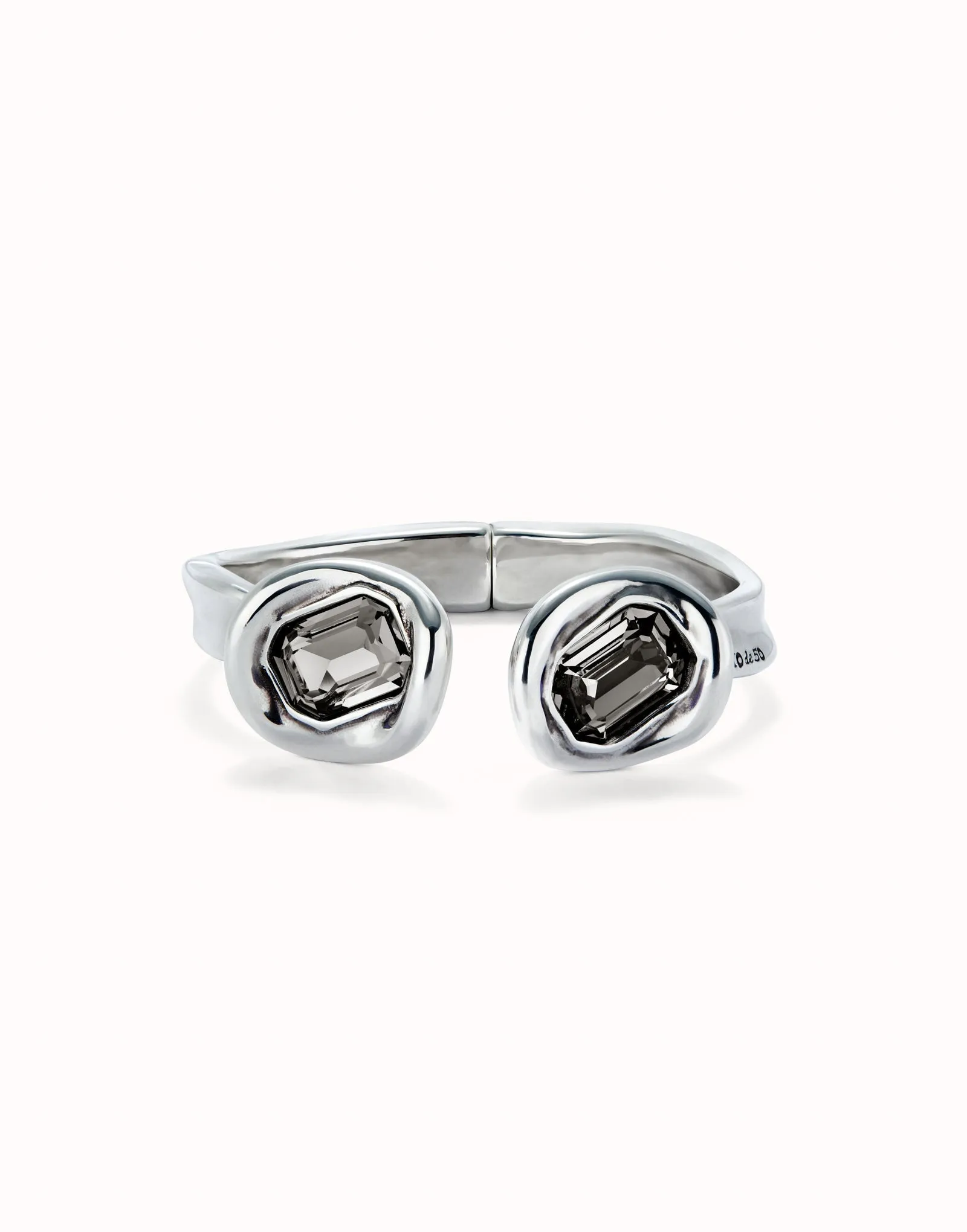 Sterling Silver Plated Faceted Crystal Grey Bracelet PUL2453GRSMTL