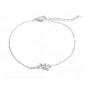 Sterling Silver Rhodium Plated Leaves Bracelet ERLB007