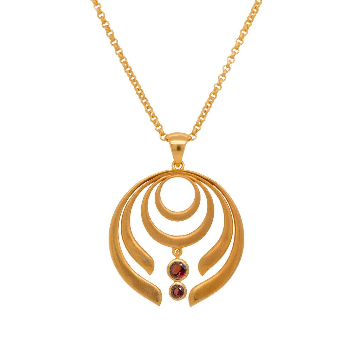 Strength Large Garnet No Chain 24K Gold Vermeil Pendant