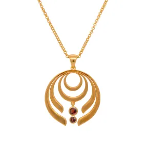 Strength Large Garnet No Chain 24K Gold Vermeil Pendant