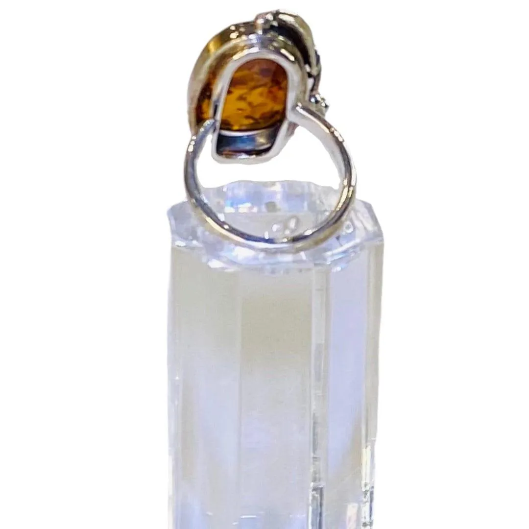 Striking Grapevine Designed Amber Statement Ring