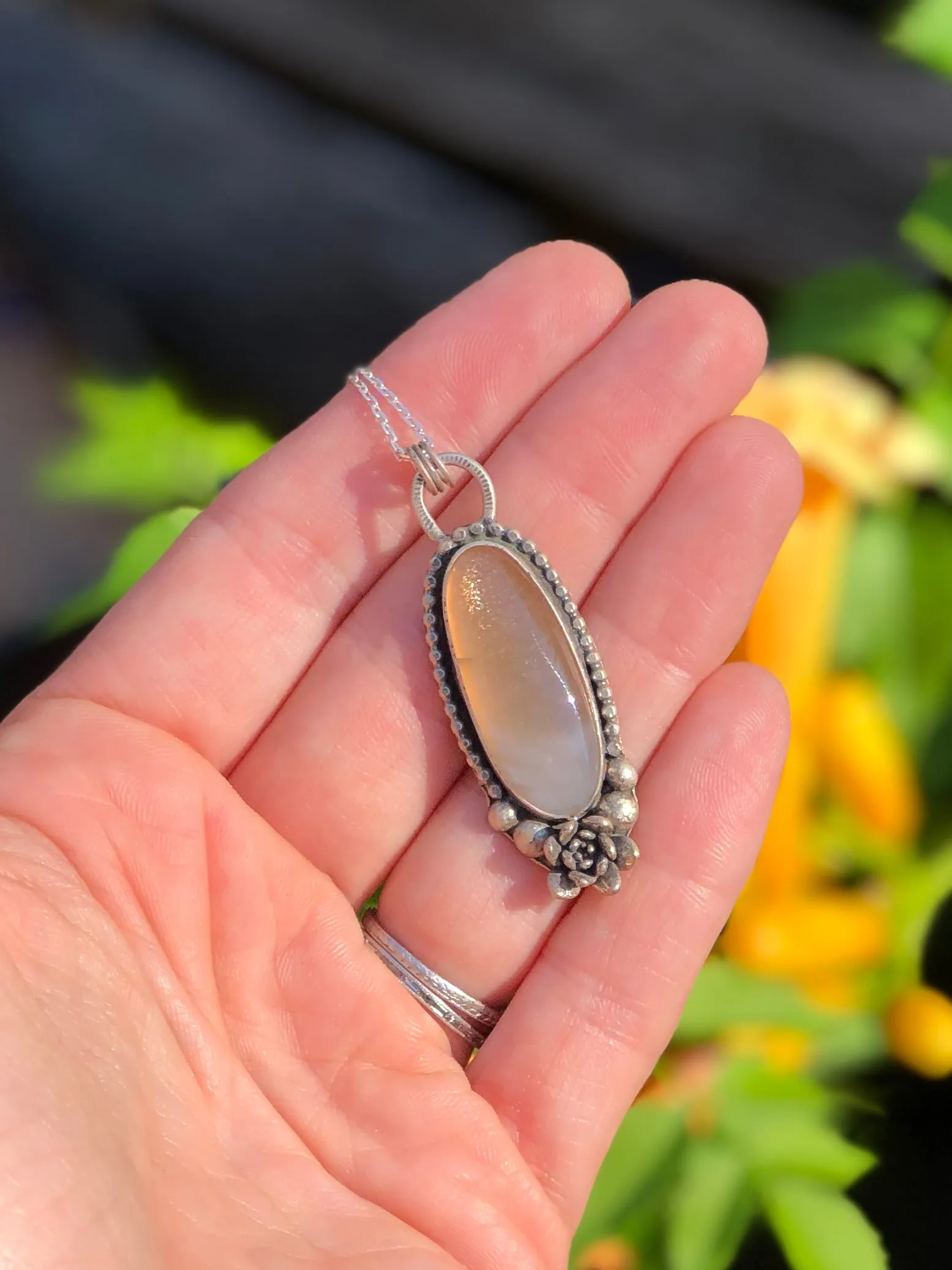 Sun and Moon Flower Pendant