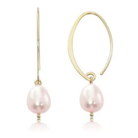 Sweep Earrings with Pink Freshwater Pearls