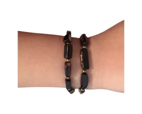 Tagua Clara Bracelet-Brown / Black Onyx