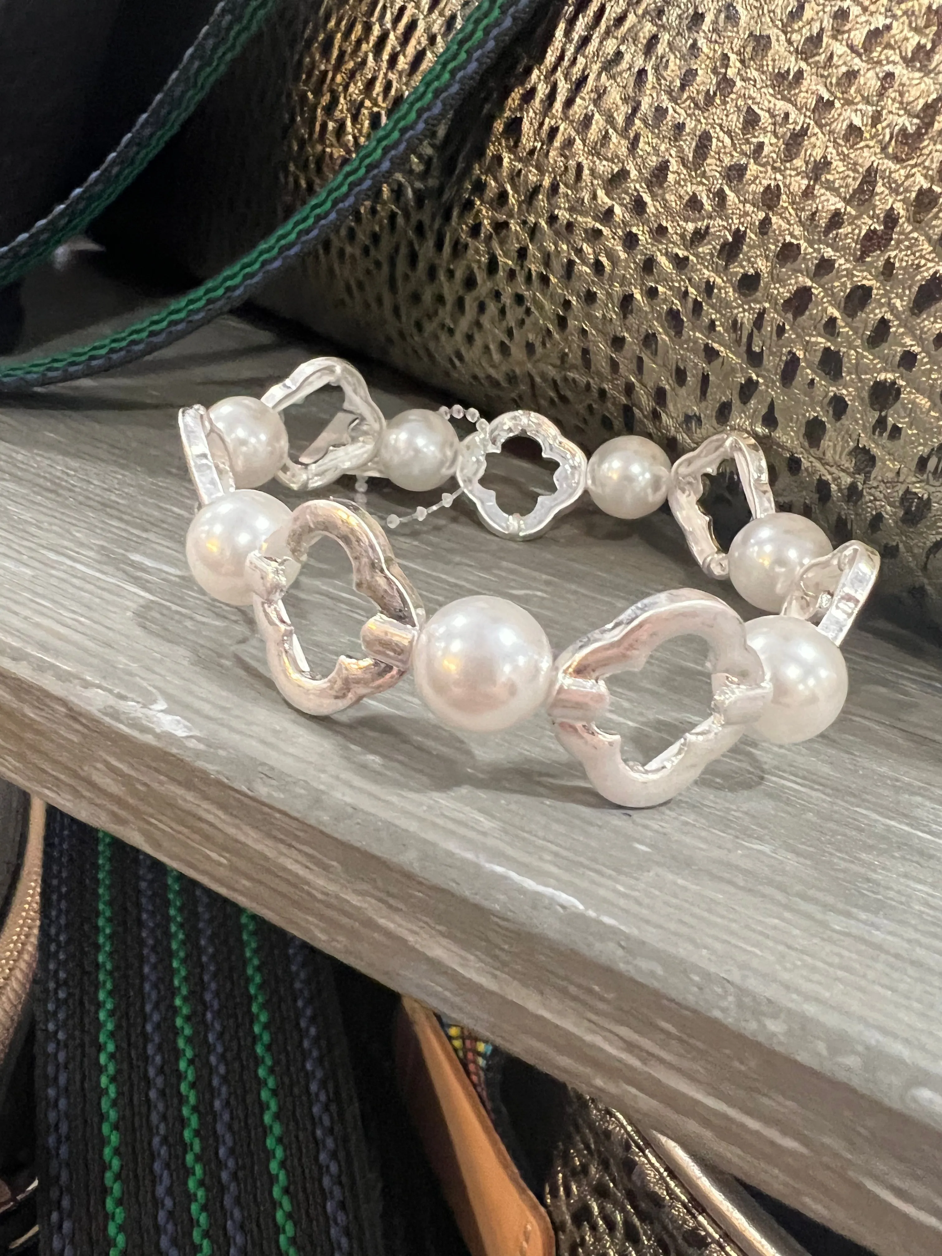 The Clover Pearl Stretch Bracelet