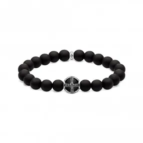 Thomas Sabo Black Royal Cross Beaded Bracelet A1928-812-11