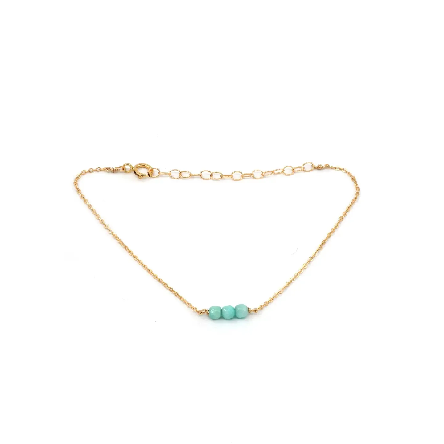 Three Tiny Turquoise Beaded Gold Fill Bracelet